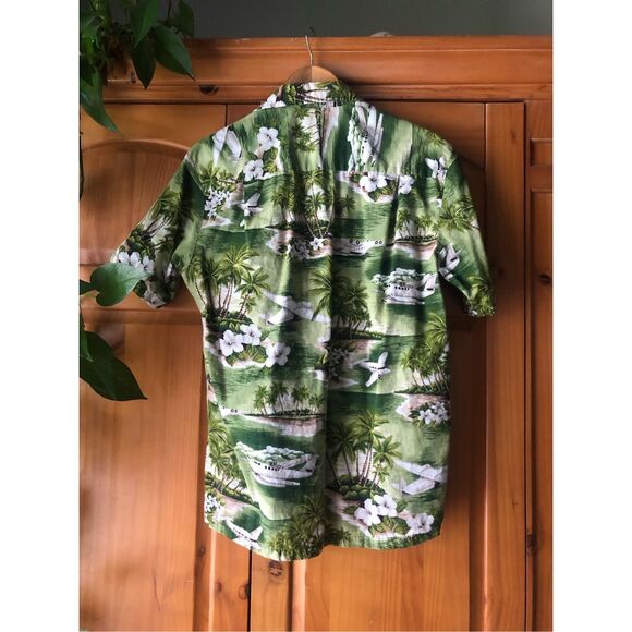Vintage 90s Pacific Legend Airplanes & Palm Trees Hawaiian Shirt Size L - Picture 8 of 10
